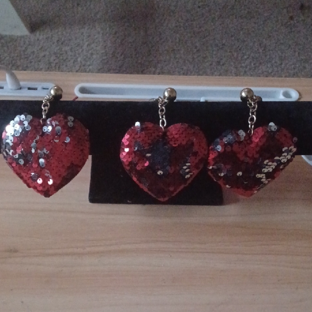 Red Sequin Heart Keychain